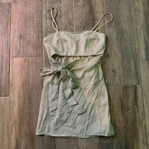 Linen Cutout Wrap Dress